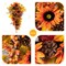 Set of 2 27"H Fall Sunflower, Maple Leaf and Berry Teardrop Swag